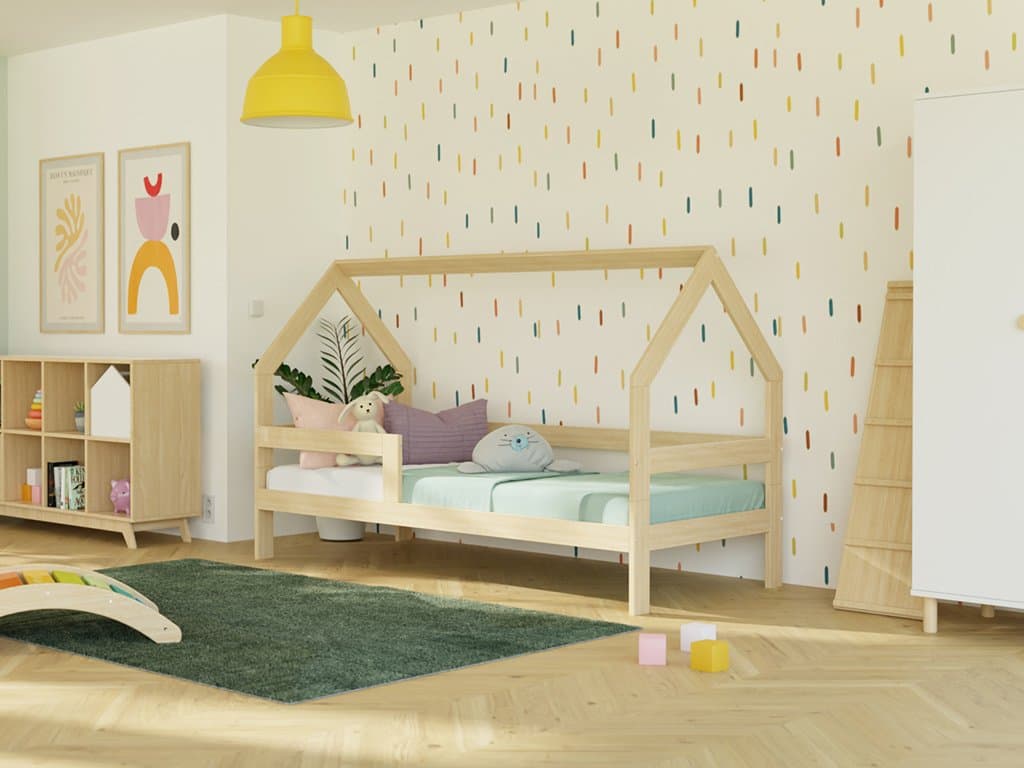 TiCAA Hausbett 120x200 – stilvolles und sicheres Kinderbett aus Holz