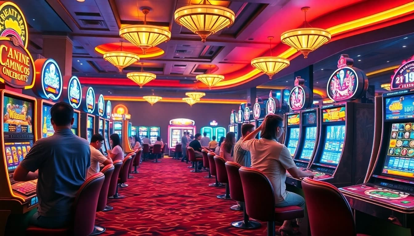 Experience the thrill of the best online casinos with excited players at vibrant gaming tables.