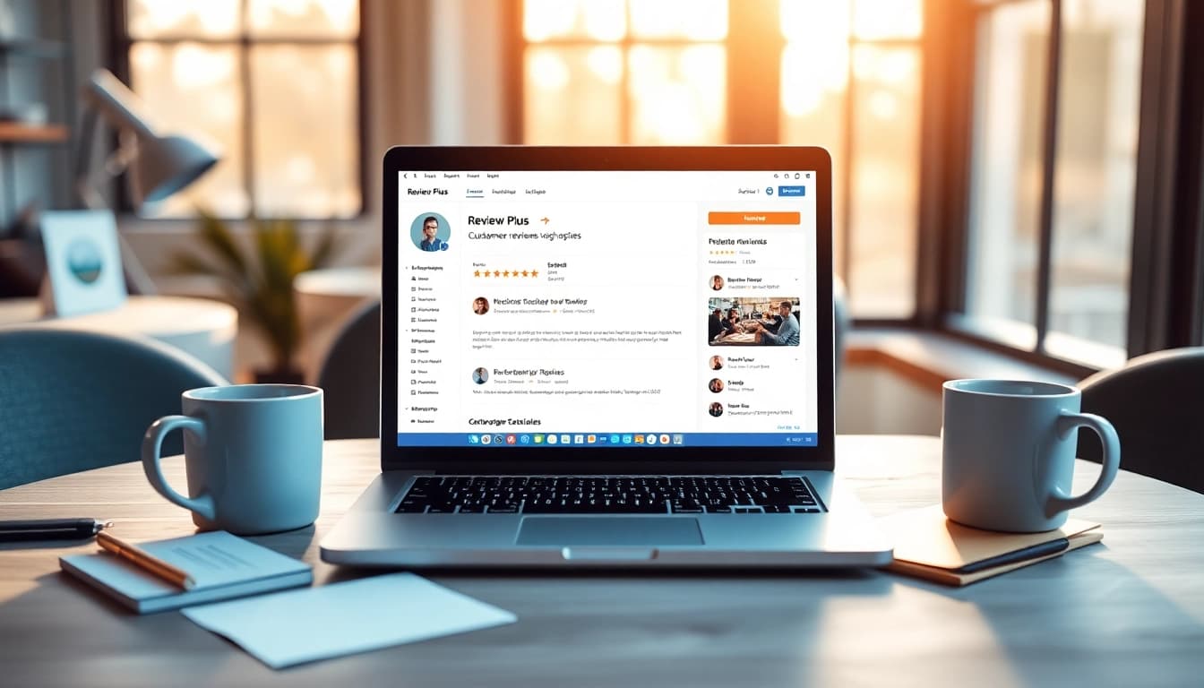 Explore the Review Plus interface in a modern workspace that fosters productivity.