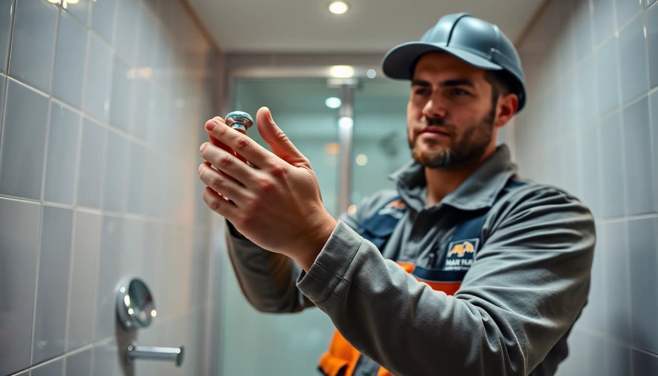 Professioneller Installateur führt Reparatur im Badezimmer durch - installateur notdienst für schnelle Hilfe.