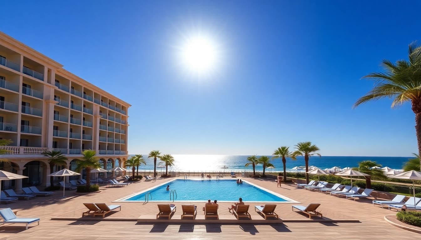 Entspannen Sie im Iberostar Selection Fuerteventura Palace direkt am Strand mit einem atemberaubenden Außenpool.