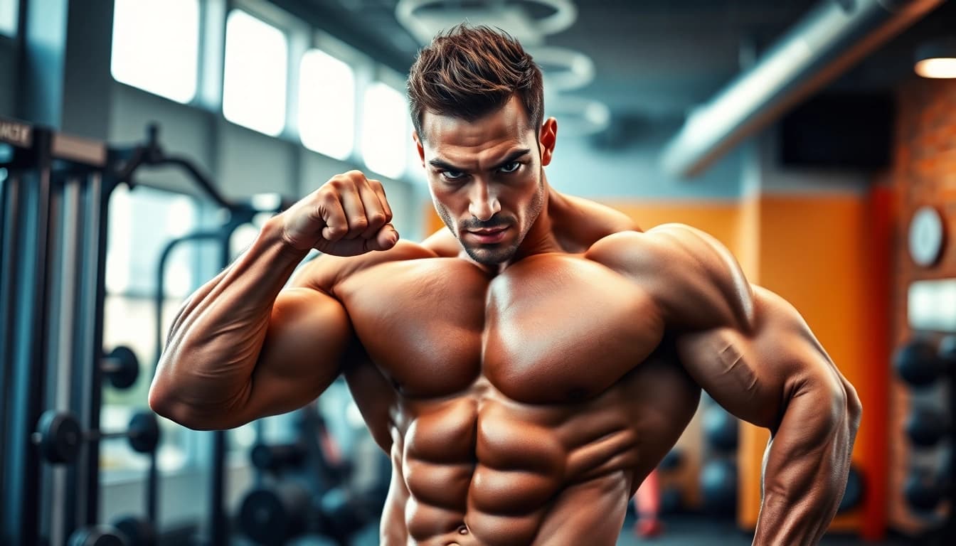 Drostabal-E Masteron Enanthate für Kraftsteigerung in einem modernen Fitnessstudio präsentieren