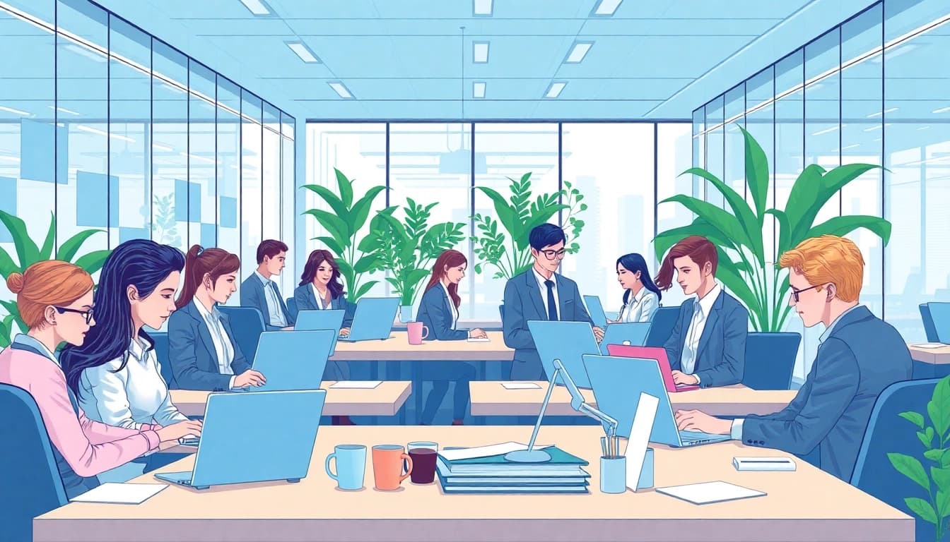 Explore the average salary in Germany in a modern office setting with diverse employees collaborating.