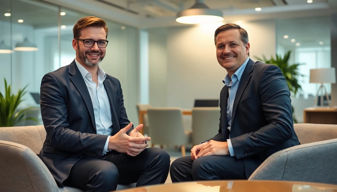 Headhunter für Vertriebsmitarbeiter beim professionellen Interview in einem modernen Büro.