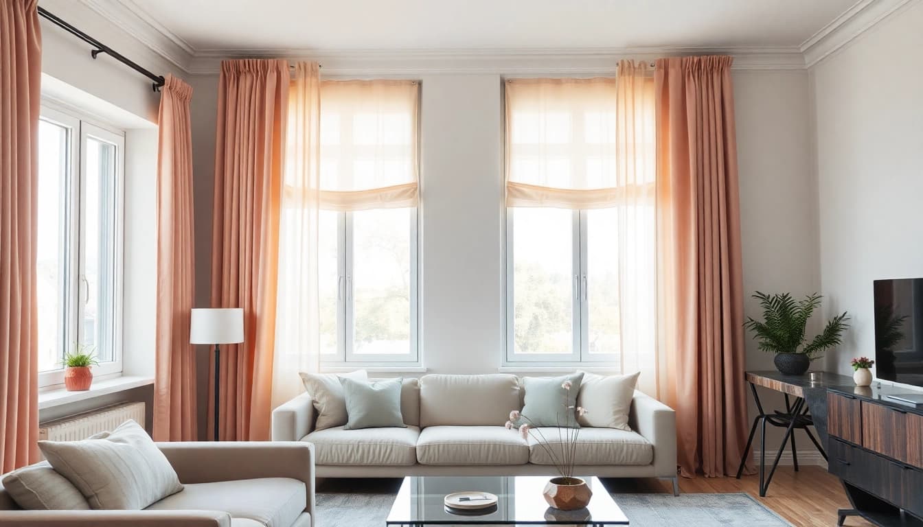 Plissee nach Maß in einem elegant eingerichteten Wohnzimmer, das sanftes Licht filtert.