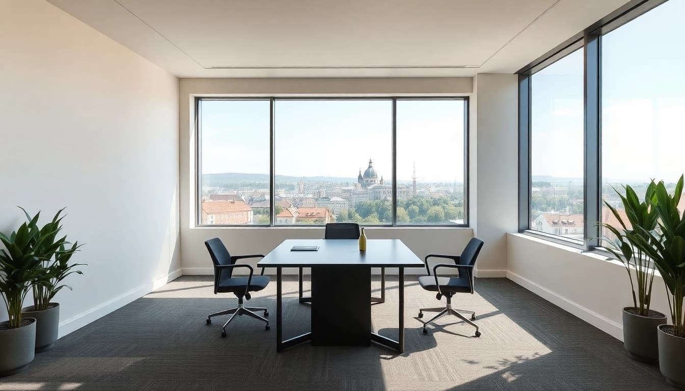 Headhunter Heidelberg - Moderner Bürobereich mit Stadtblick und einladender Atmosphäre.