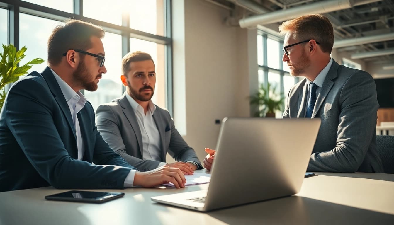 Headhunter Ingenieure beraten über Karrieremöglichkeiten in einer modernen Büroumgebung.