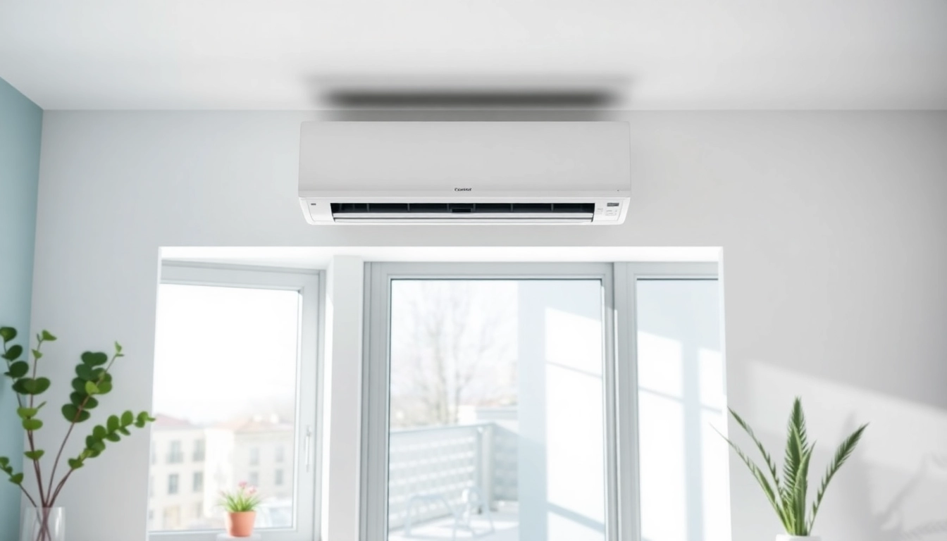 Evaluate Klimaanlage kosten with a view of a stylish split air conditioning unit in a contemporary living room.