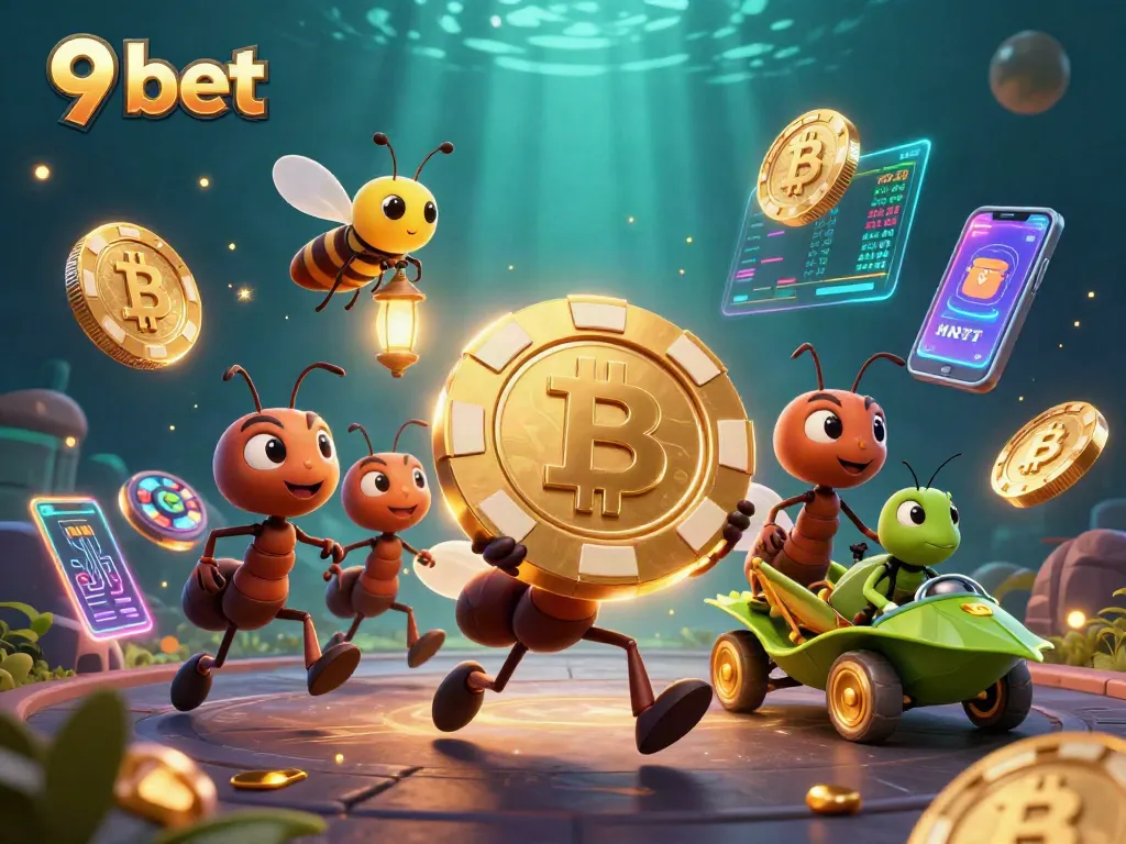 Experience gaming excitement at 9 bet with ants tackling a colossal poker chip in a dynamic casino heist.