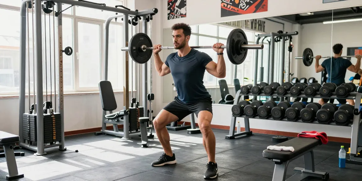 Kraftsportler demonstriert Krafttraining im Fitnesscenter von Steroidshop.