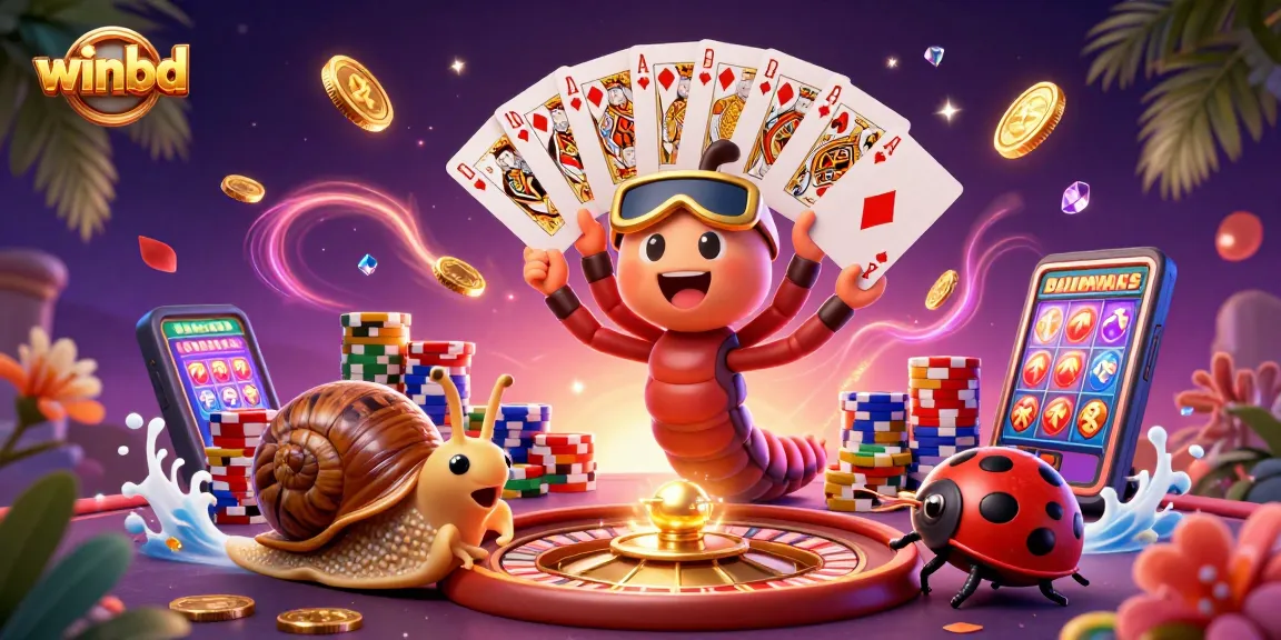 Join the excitement at winbd with a vibrant 3D casino scene showcasing dynamic characters and gaming elements.