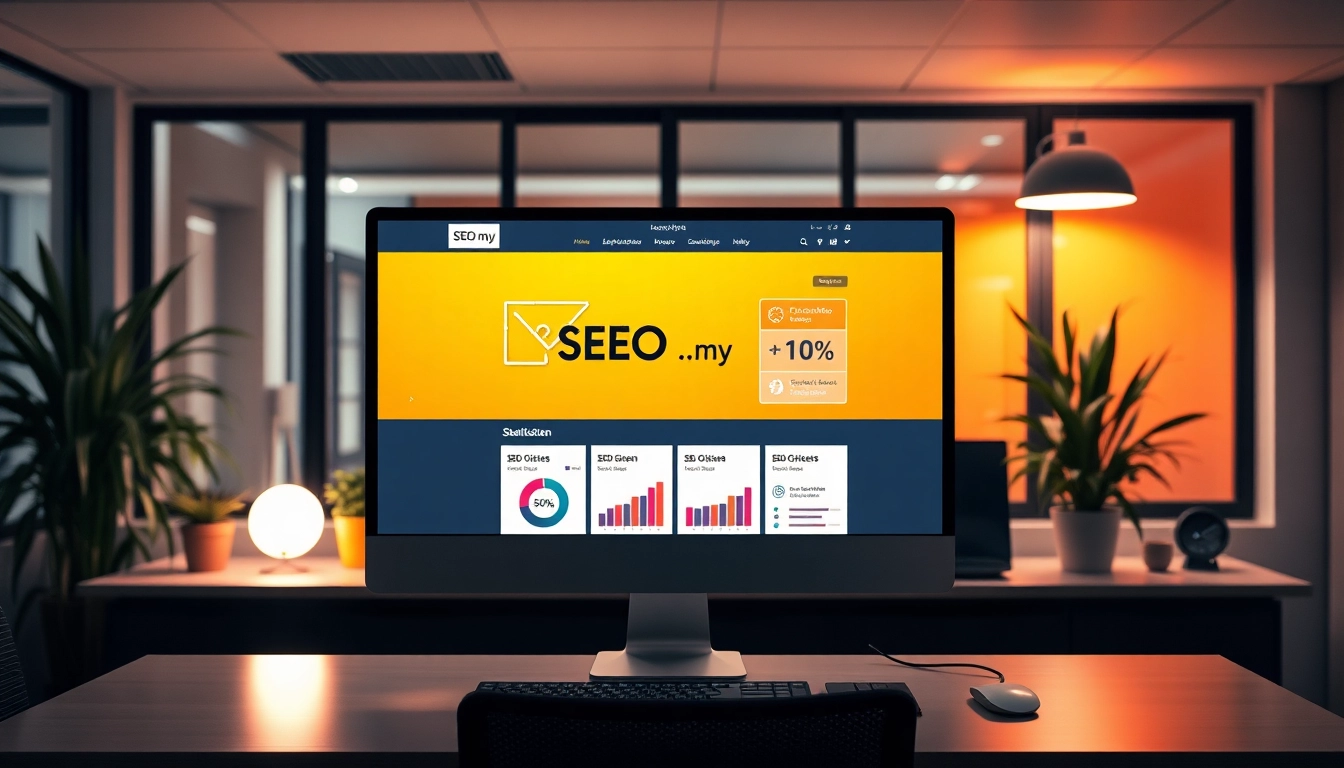 Optimieren Sie Ihre SEO.my-Strategien mit ansprechender Büroatmosphäre und grafischen Statistiken.