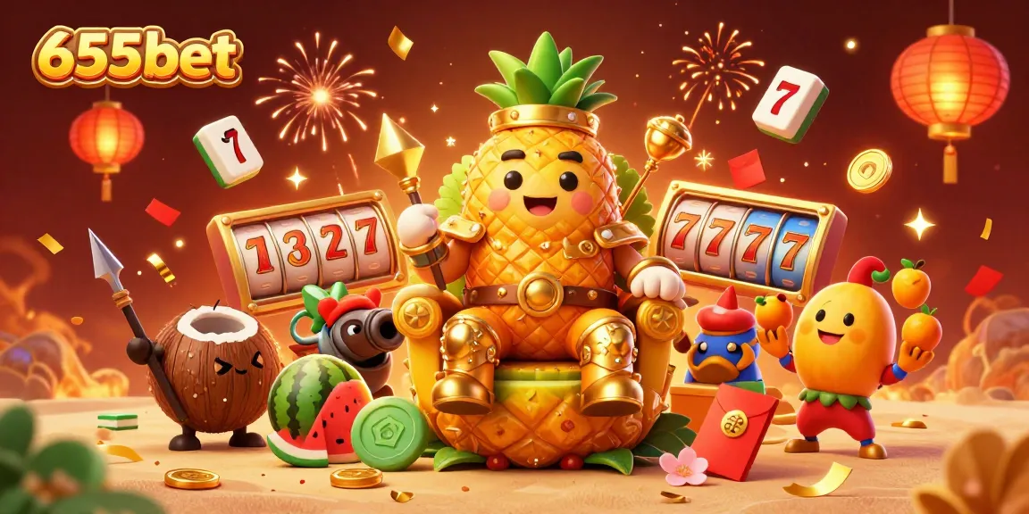 Experience slot excitement with the vibrant 655bet casino characters and festive elements in action.