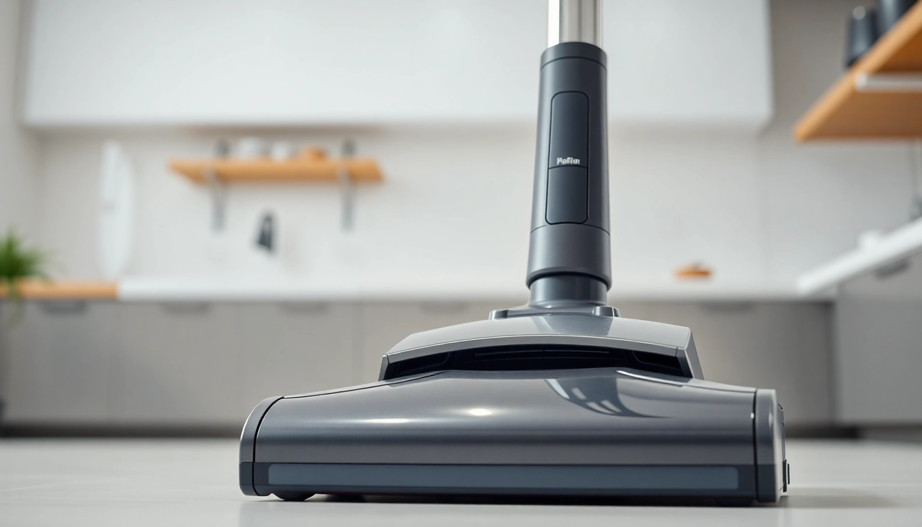 Efficient staubsauger cleaning a kitchen floor with modern design and powerful suction capabilities.