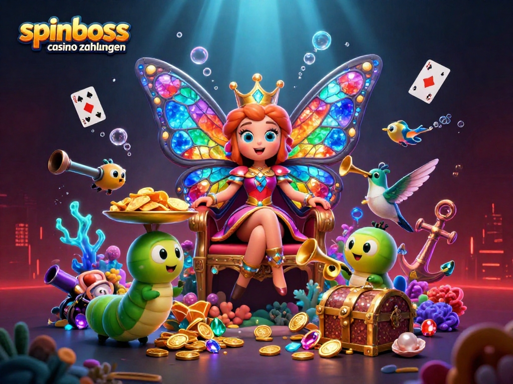 Spinboss Casino Zahlungen nutzen und Limits verstehen: Grafik mit königlichen Spielen.