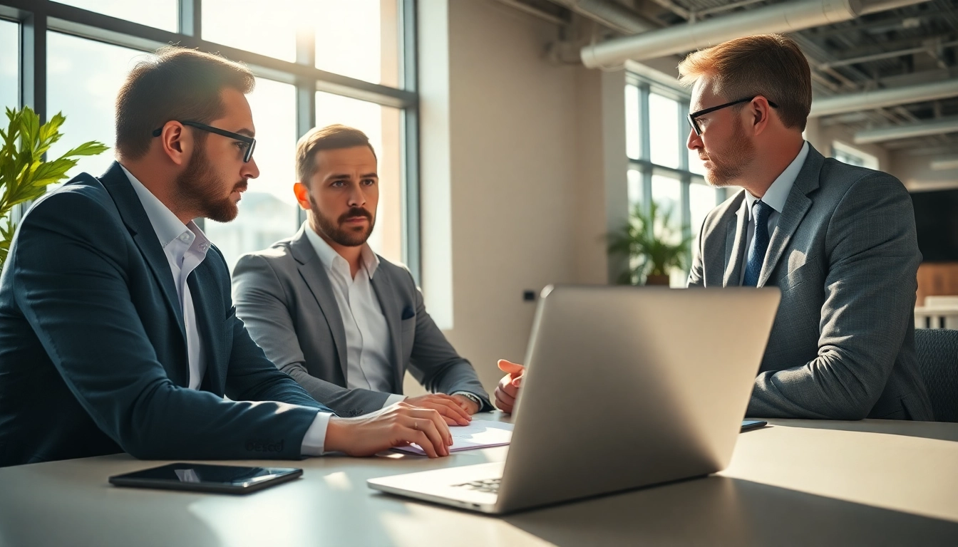 Headhunter Ingenieure beraten über Karrieremöglichkeiten in einer modernen Büroumgebung.
