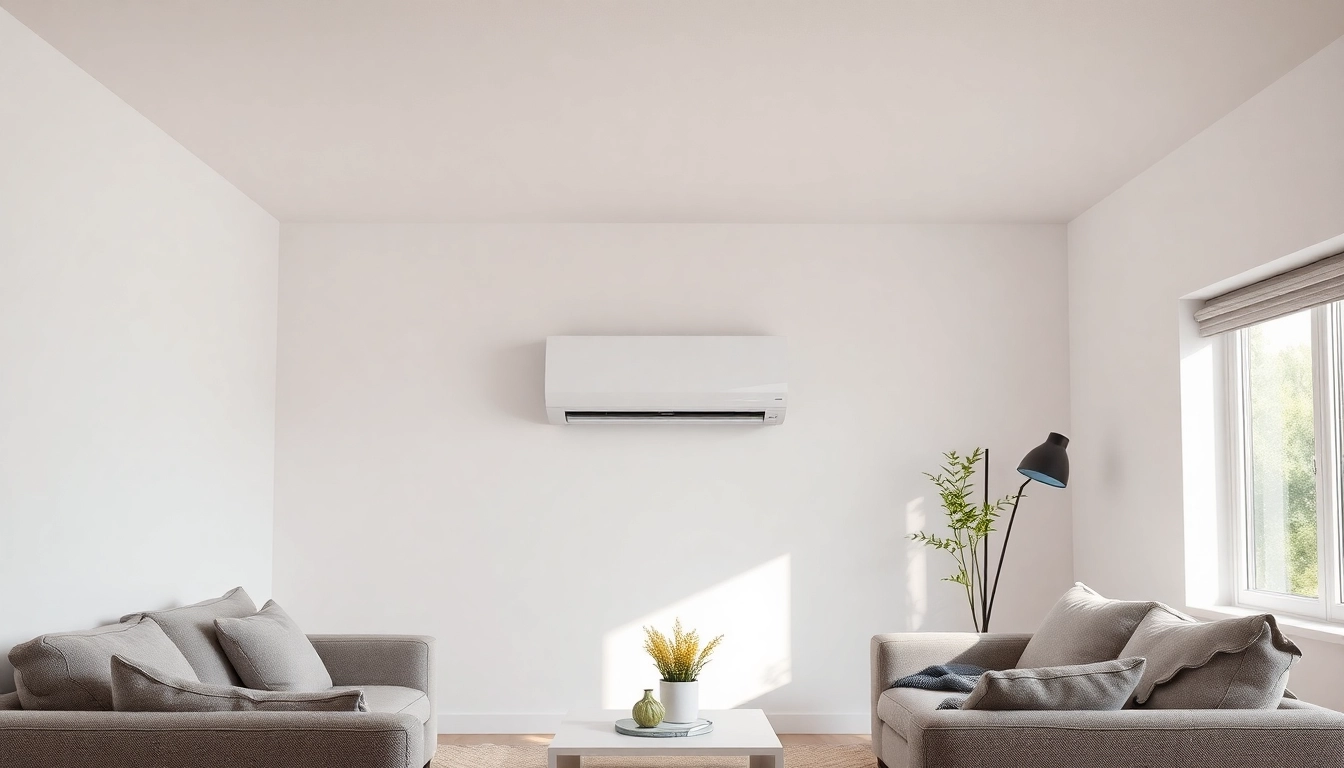 Klimaanlage kosten: Moderne Klimaanlage optimal in einem Wohnraum installiert, umgeben von einem einladenden Ambiente.