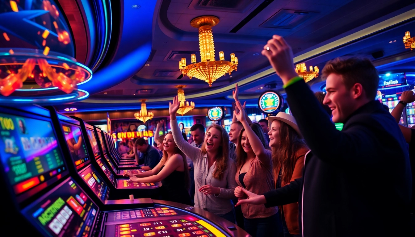 Claim exciting new no deposit casino bonus codes Germany with vibrant celebrations in a lively casino atmosphere.