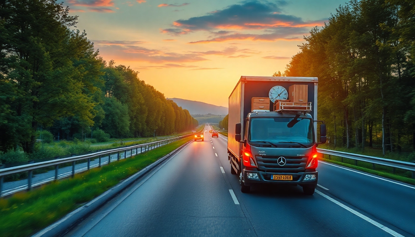 Transportiere deine Möbel effizient mit Beiladung München Berlin: moderner Umzugswagen unterwegs.