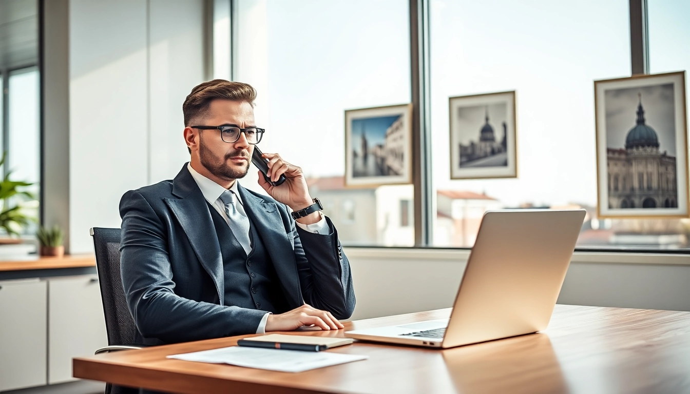 Headhunter Saarbrücken bei einem professionellen Meeting am Schreibtisch.