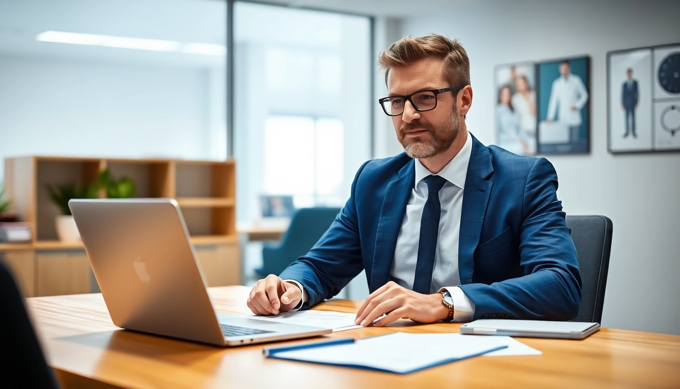 Headhunter Pflegekräfte im Gespräch mit Pflegekräften in einem modernen Büro.