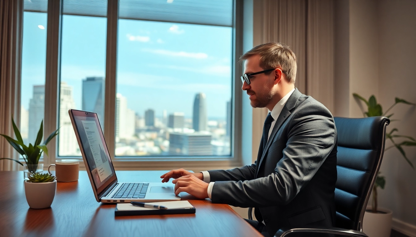 Headhunter führt ein Videointerview in einem modernen Büro