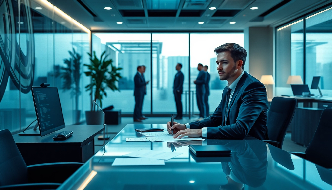 Headhunter IT beim Gespräche mit IT-Fachleuten in einem modernen Büro konzentriert.