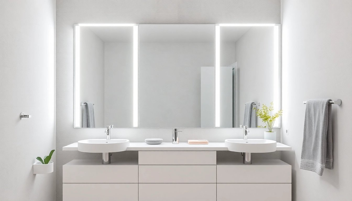 Modernisiere deinen Raum mit einem Spiegelschrank mit LED Beleuchtung, der elegante Spiegeltüren und sanfte, indirekte Beleuchtung bietet.