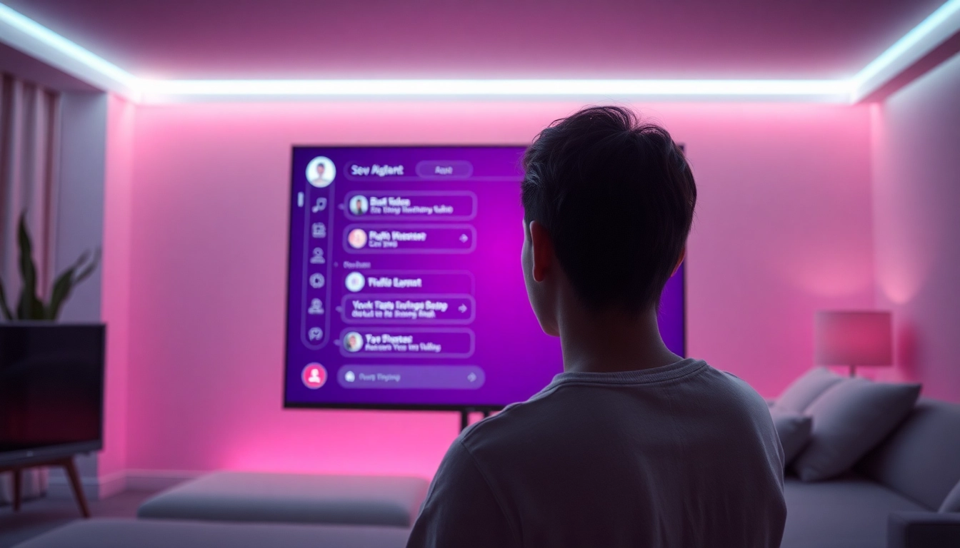 Interactive interface showcasing free sex ai chatbot in a modern, inviting space.