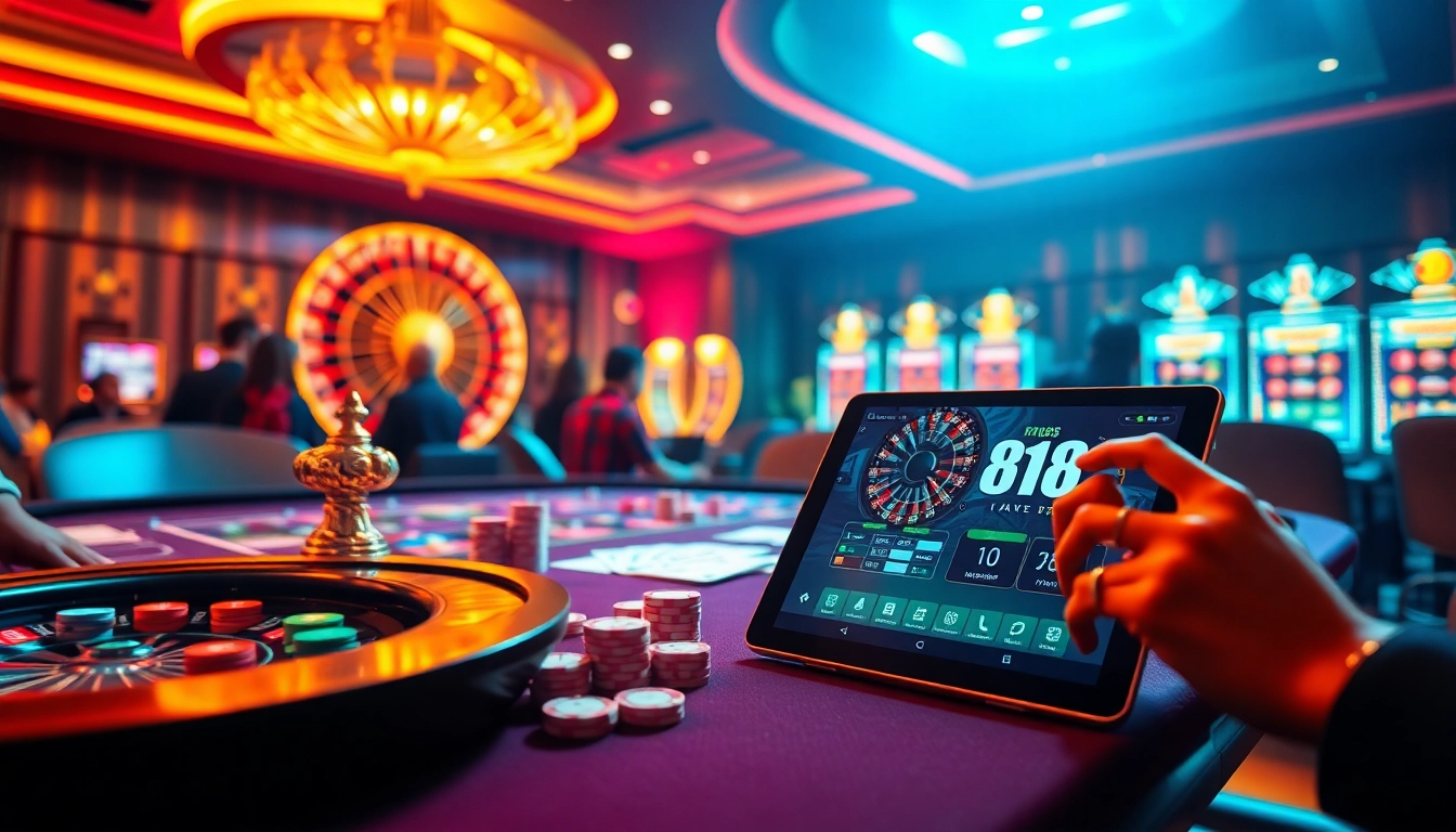 RR88 gaming table with colorful chips and cards creating an exciting casino atmosphere