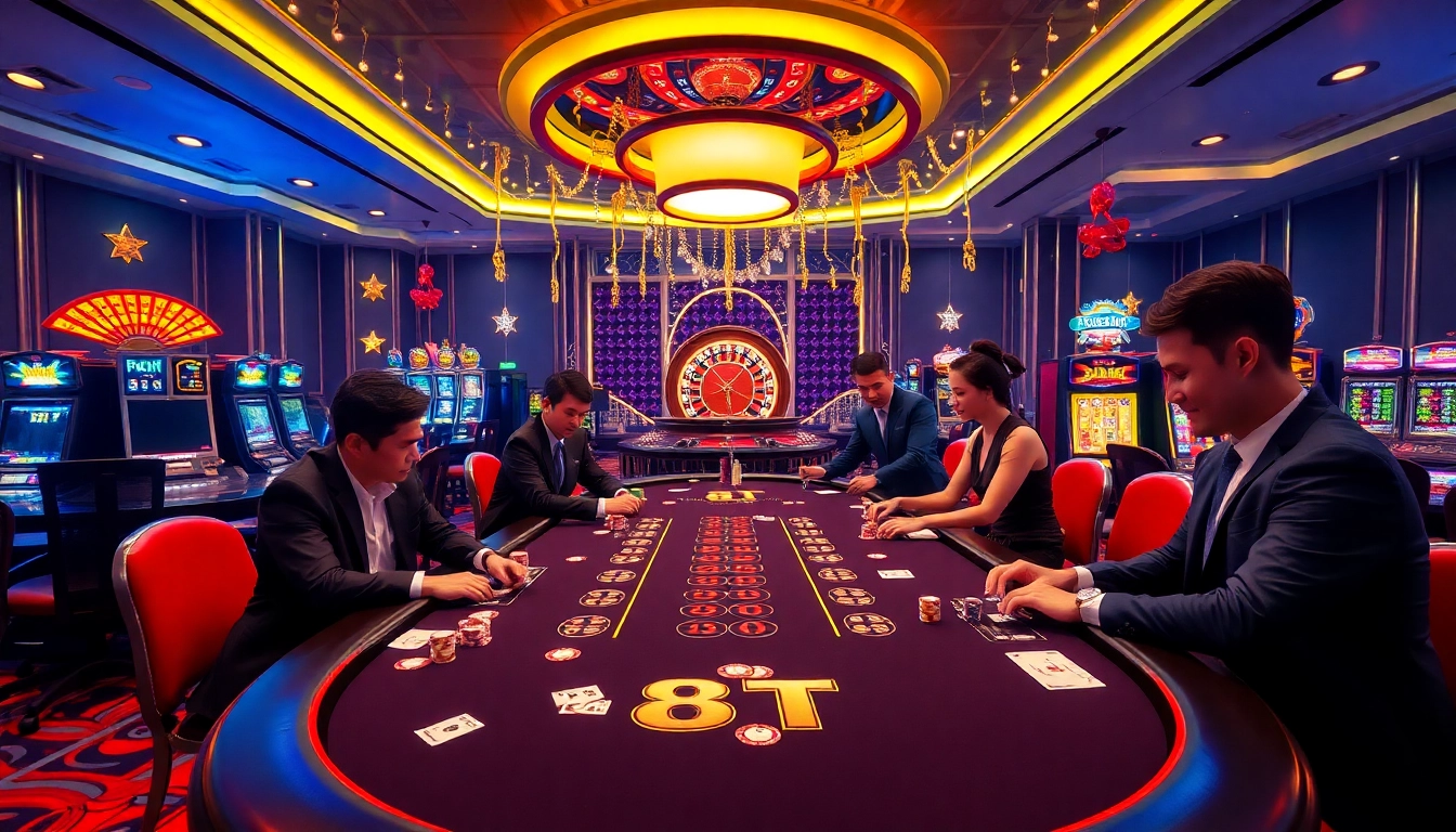 Engage with the thrilling atmosphere of 88i bet at an upscale blackjack table, featuring vibrant gameplay and high stakes.