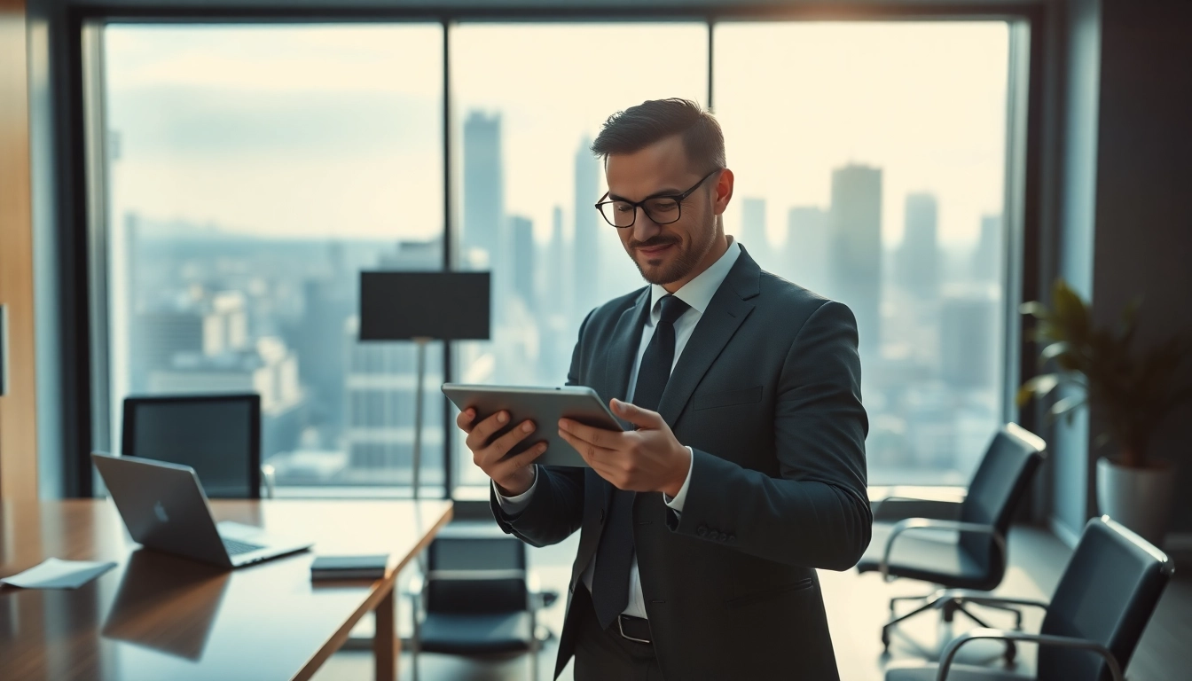 Headhunter Schweiz berät Klienten in modernem Büro mit professionellem Auftreten.