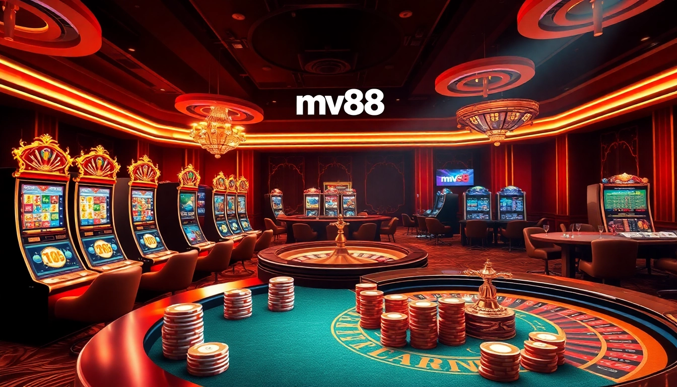 Experience the excitement at mv88 with vibrant slot machines and roulette tables.