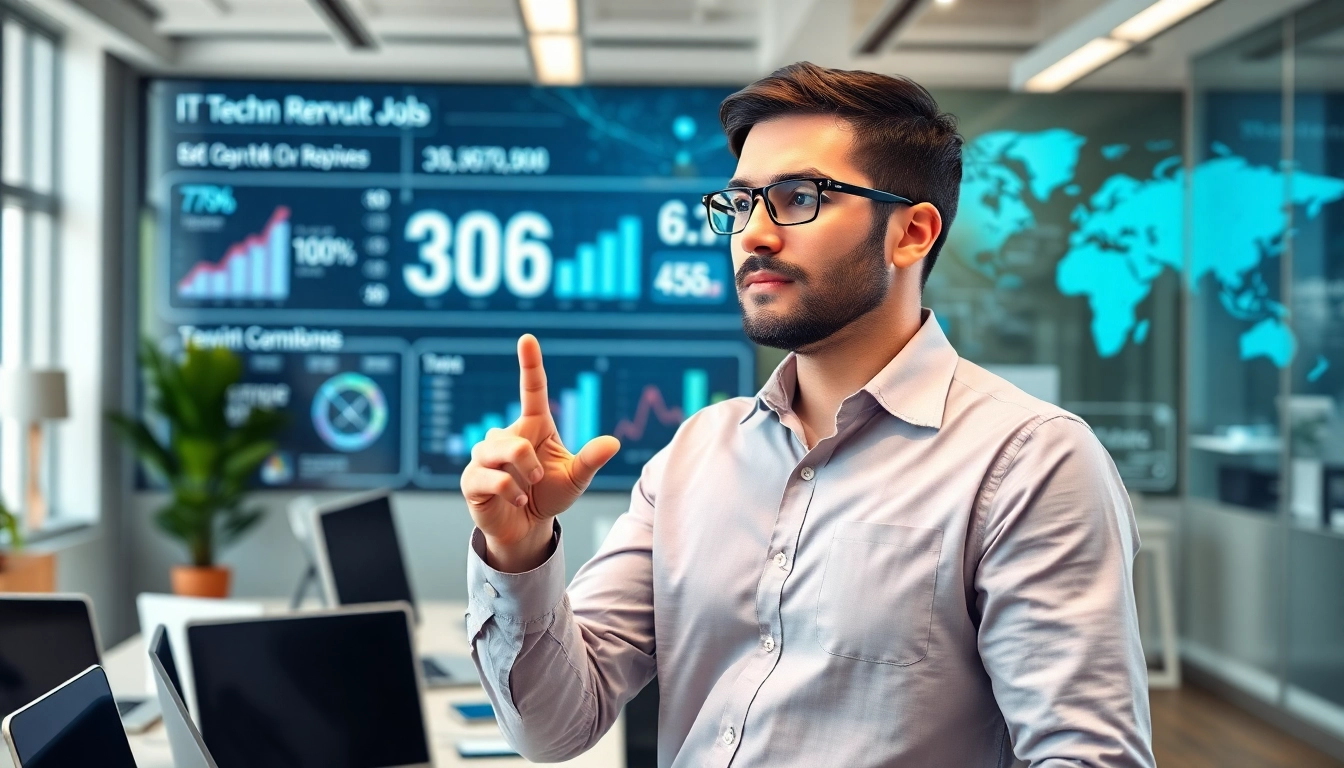 Headhunter IT actively engaging with clients in a modern office.