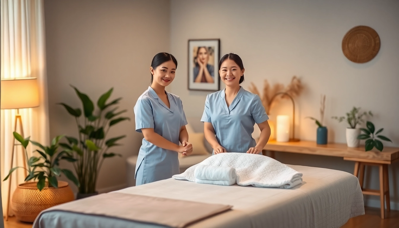 개인 맞춤 케어를 제공할 준비가 된 전문 치료사와 함께하는 오산출장마사지의 편안한 분위기.