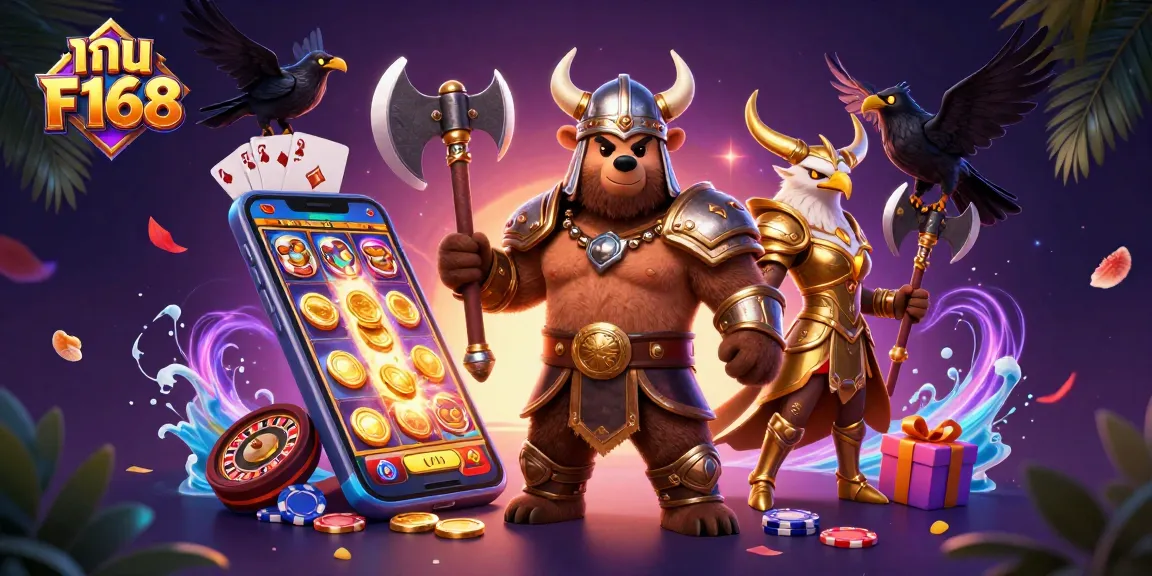 Engage with the thrilling เกม F168 through vibrant slot games and dynamic 3D elements in a captivating casino scene.