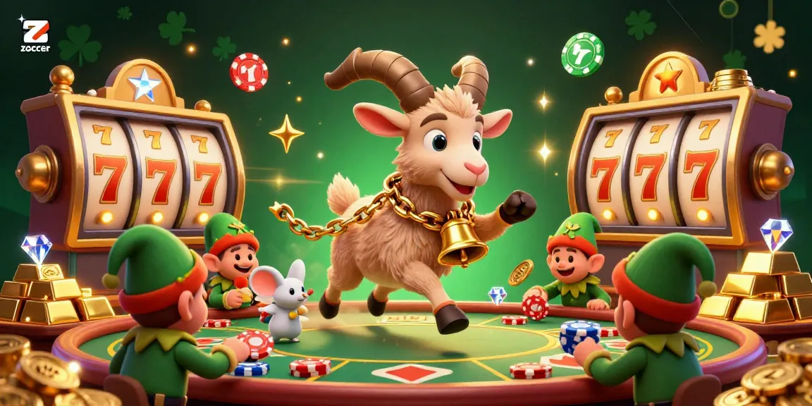 Zoccer invites gamblers into an exciting holiday-themed casino scene with lavish slot reels and playful characters.
