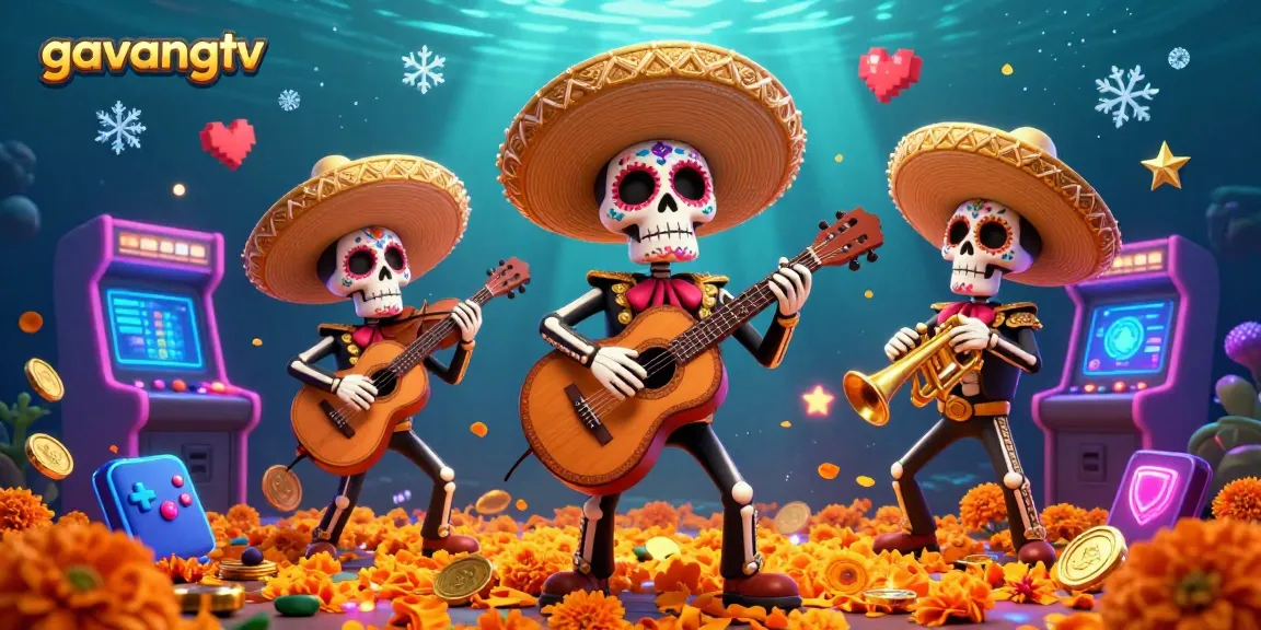 Experience the excitement of gambling at gavangtv with a vibrant 3D mariachi band in an arcade-filled casino.